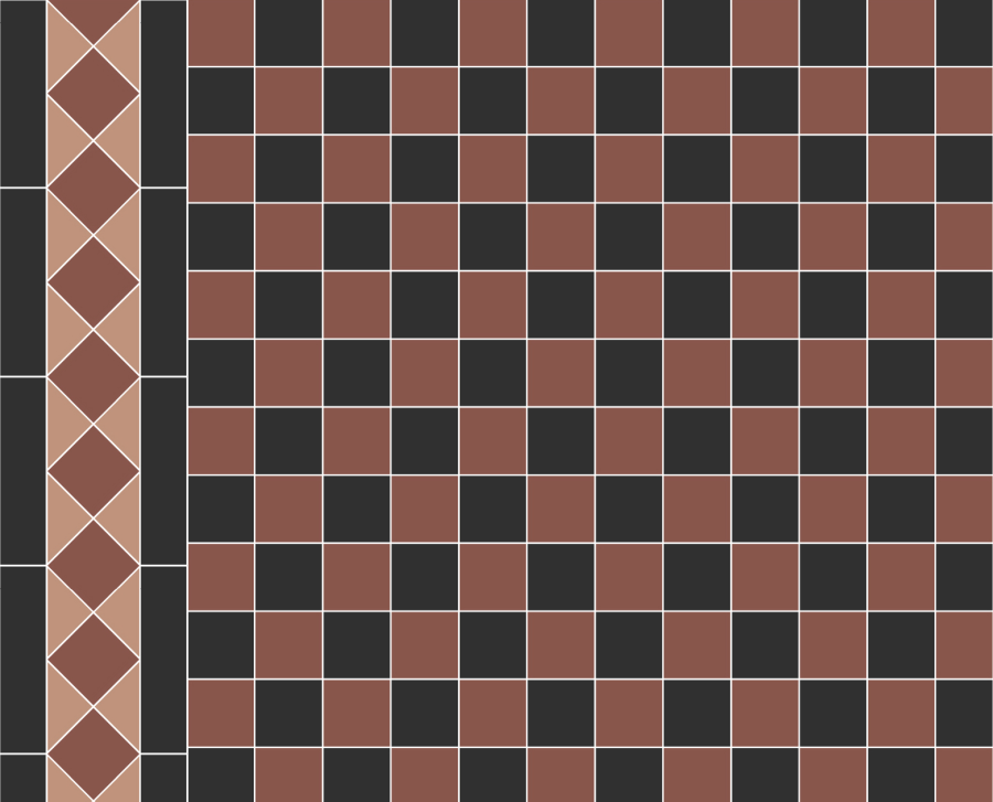 Micro. Керамогранит Victorian Lichfield 5X5 on mesh straight 30,1x30,1