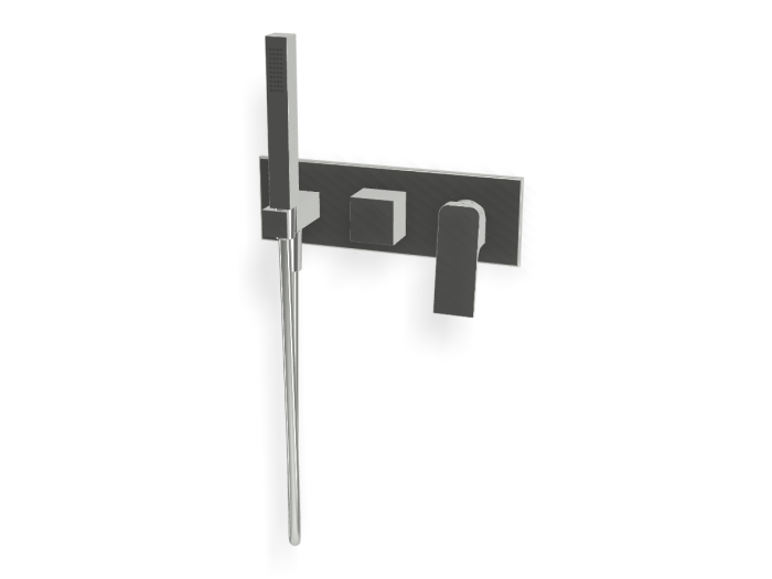 На изображении товар Смеситель для душа Carlo Frattini Fit, на 2 потребителя, с ручным душем, держателем, переключателем, шлангом хромалюкс 1500 мм, внешняя часть, цвет хром от официального представителя в Москве