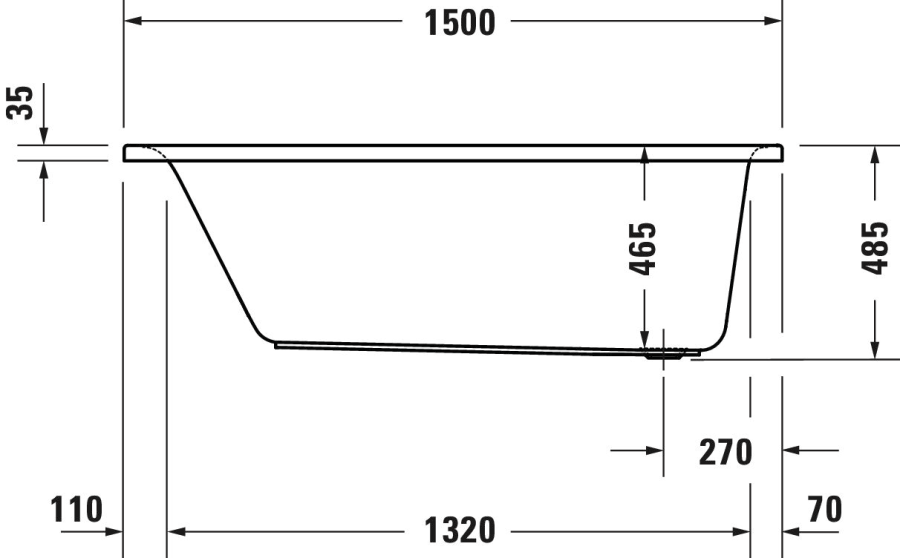 Ванна Duravit D-Neo, встраиваемая, 1500x750 мм, с 1 наклоном для спины, цвет белый - изображение 4