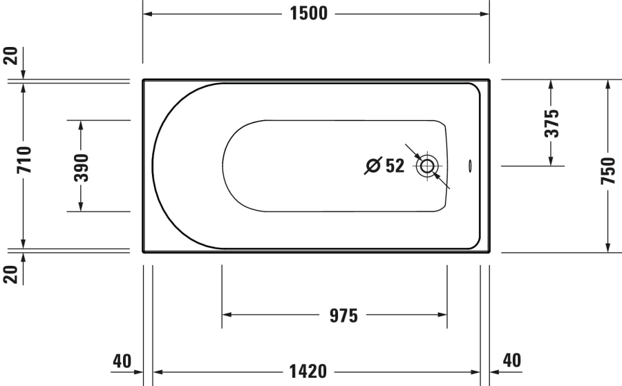 Ванна Duravit D-Neo, встраиваемая, 1500x750 мм, с 1 наклоном для спины, цвет белый - изображение 3