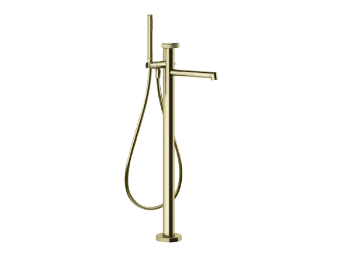 На изображении товар Cмеситель для ванны Gessi Anello, напольный, с душевой лейкой, встраиваемый, цвет Brass PVD от официального представителя в Москве