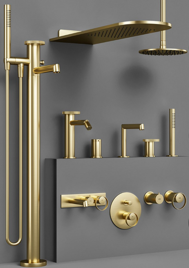 Cмеситель для ванны Gessi Anello, напольный, с душевой лейкой, встраиваемый, цвет Brass PVD - изображение 4