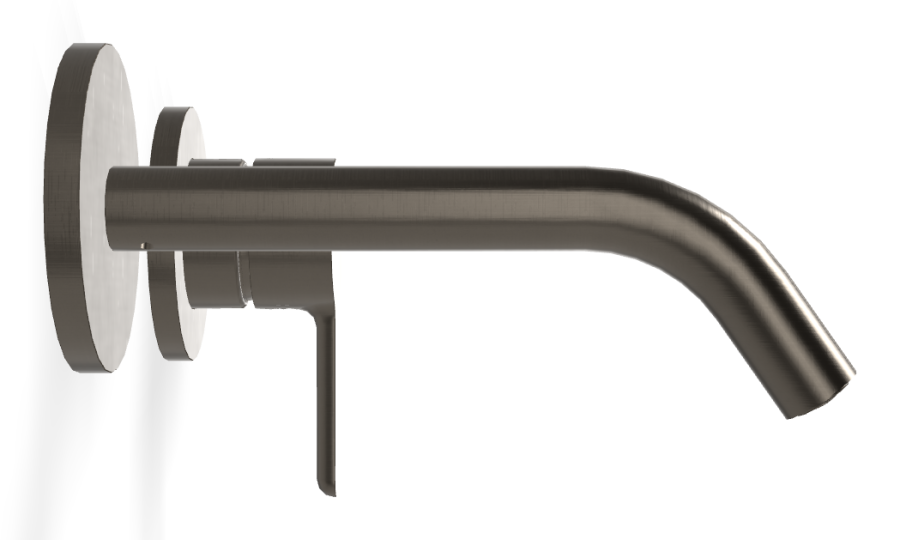 Смеситель для раковины Carlo Frattini Snap, настенный, однорычажный, с донным клапаном Click-Clack, излив 158 мм, внешняя часть, цвет брашированный чёрный хром - изображение 2