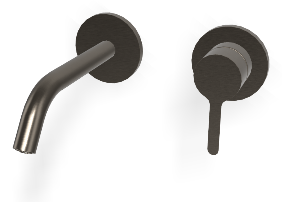 Смеситель для раковины Carlo Frattini Snap, настенный, однорычажный, с донным клапаном Click-Clack, излив 158 мм, внешняя часть, цвет брашированный чёрный хром