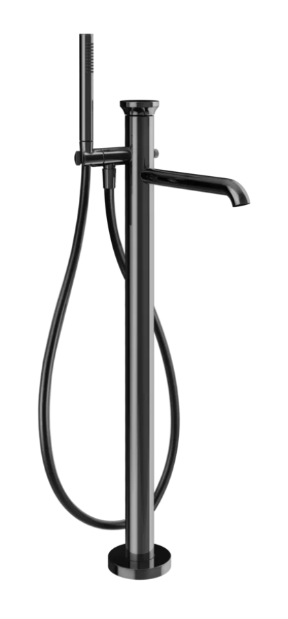 Смеситель для ванны Gessi Origini, напольный, с душевой лейкой, внешняя часть, цвет Black Metal PVD