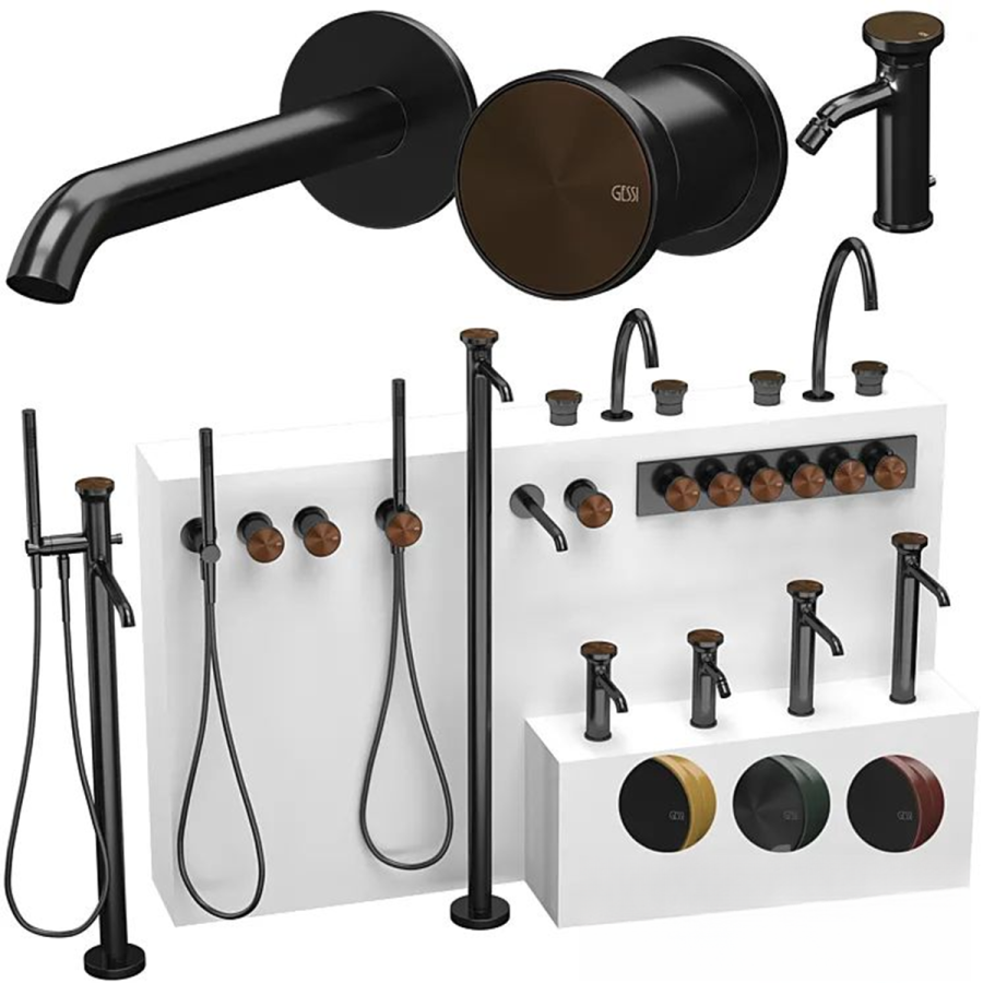 Смеситель для ванны Gessi Origini, напольный, с душевой лейкой, внешняя часть, цвет Black Metal PVD - изображение 4