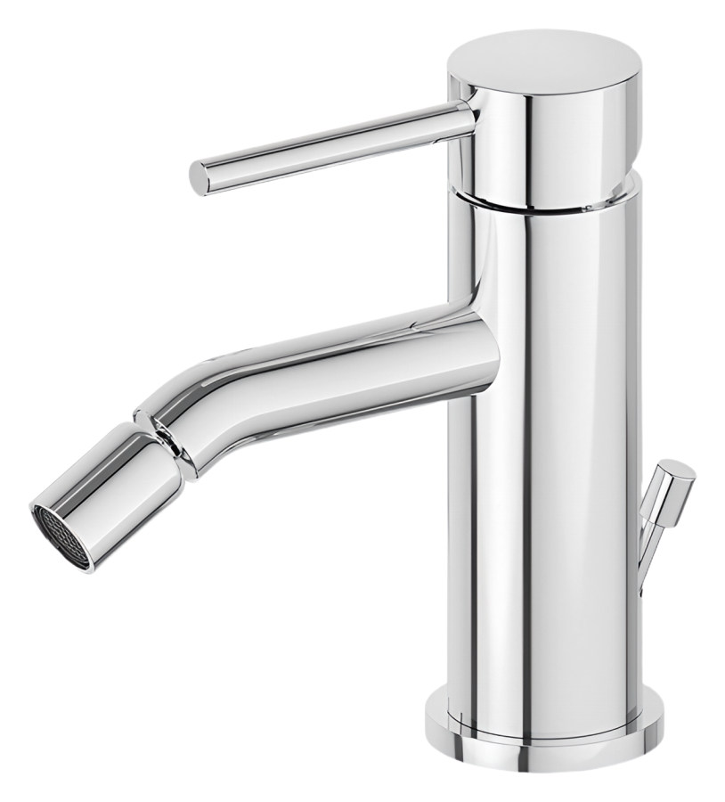 Cмеситель для биде Newform Xt, однорычажный, на 1 отверстие, донный клапан, соединительные шланги с внутренней резьбой, цвет PVD Glossy gold