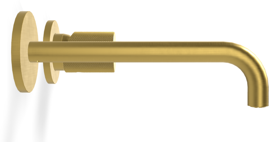 Смеситель для раковины Carlo Frattini Spillo Tech, ручка G Collection, настенный, с донным клапаном Click-Clack, излив 200 мм, внешняя часть, цвет брашированное золото - изображение 2
