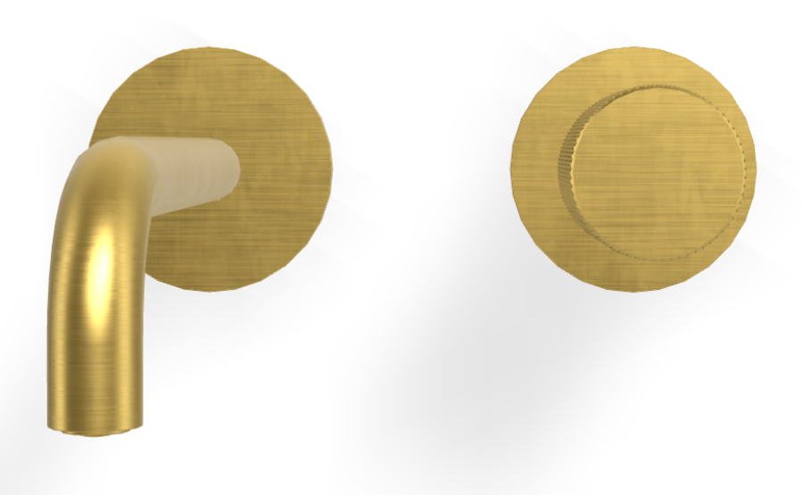 Смеситель для раковины Carlo Frattini Spillo Tech, ручка G Collection, настенный, с донным клапаном Click-Clack, излив 200 мм, внешняя часть, цвет брашированное золото - изображение 1