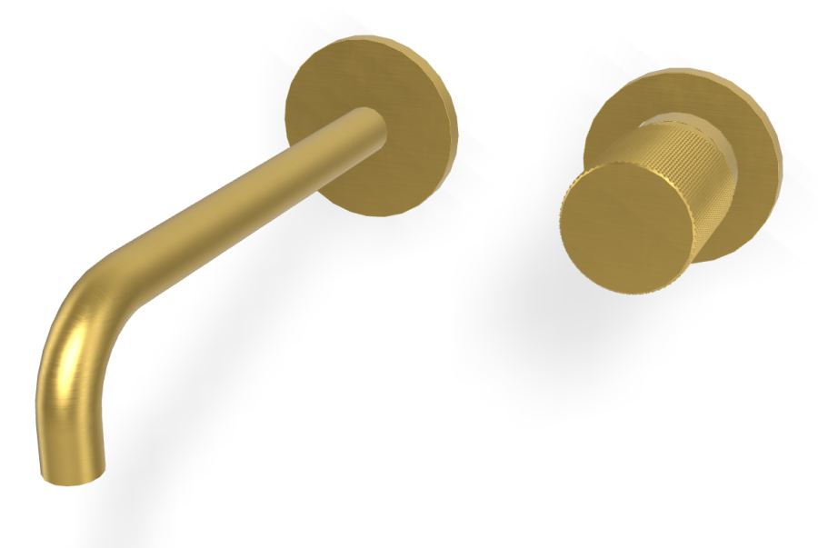 Смеситель для раковины Carlo Frattini Spillo Tech, ручка G Collection, настенный, с донным клапаном Click-Clack, излив 200 мм, внешняя часть, цвет брашированное золото