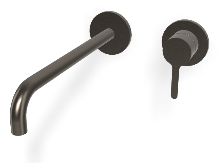 На изображении товар Смеситель для раковины Carlo Frattini Snap, настенный, однорычажный, с донным клапаном Click-Clack, излив 250 мм, внешняя часть, цвет брашированный чёрный хром от официального представителя в Москве