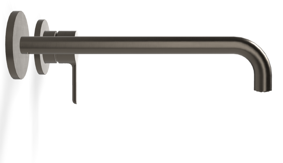 Смеситель для раковины Carlo Frattini Snap, настенный, однорычажный, с донным клапаном Click-Clack, излив 250 мм, внешняя часть, цвет брашированный чёрный хром - изображение 2