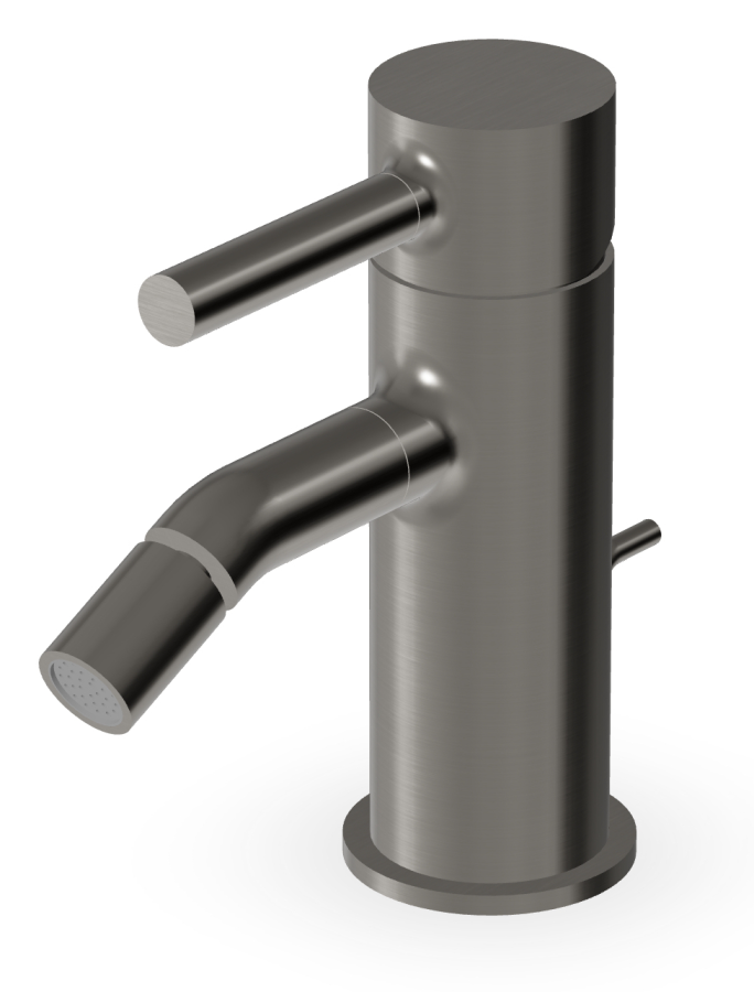 Смеситель для биде Zucchetti Pan, однорычажный, аэратор, донный клапан, цвет Brushed Metal Black