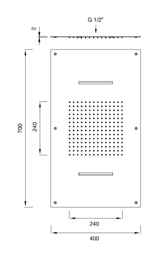 Верхний душ CEA Design Acqua E Luce, встраиваемый, 400х700 мм, 2 режима, сталь, цвет светлое золото сатинированное - изображение 1