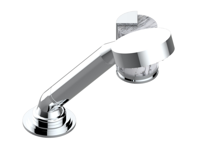 На изображении товар Смеситель THG Le 9 Howlite, на борт ванны, на 2 отверстия, с ручным душем, цвет хром от официального представителя в Москве