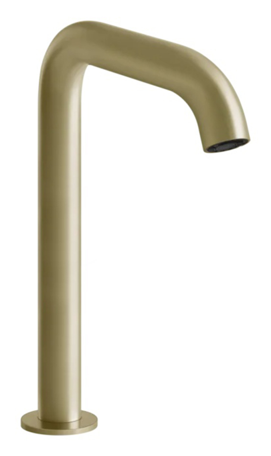 Смеситель для раковины Gessi316, электронный, с высоким изливом, кран-фильтром для регулировки температуры и напора, цвет Brushed Brass PVD