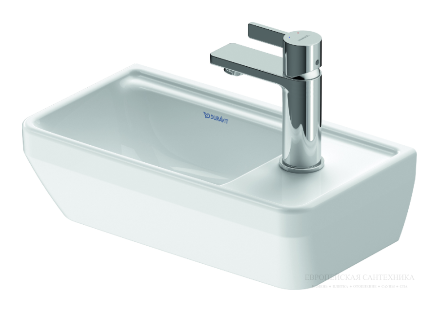 Раковина Duravit D-Neo для рук, 400x220 мм, с 1 отверстием под смеситель справа, цвет белый с покрытием WonderGliss - изображение 1