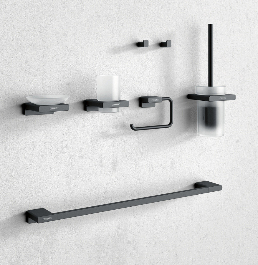 Крючок Hansgrohe AddStoris Q, одинарный, настенный, скрытое крепление, цвет чёрный матовый - изображение 1