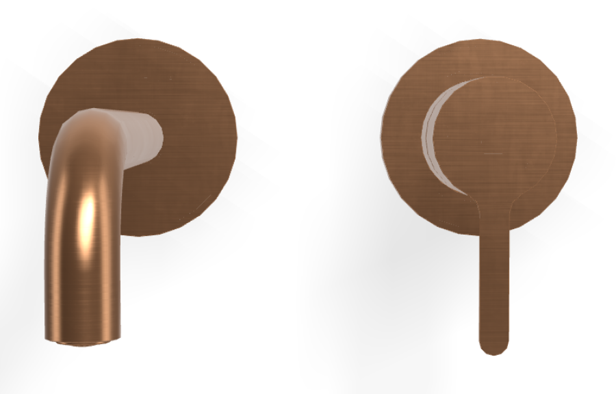 Смеситель для раковины Carlo Frattini Snap, настенный, однорычажный, с донным клапаном Click-Clack, излив 200 мм, внешняя часть, цвет брашированная янтарная бронза - изображение 1