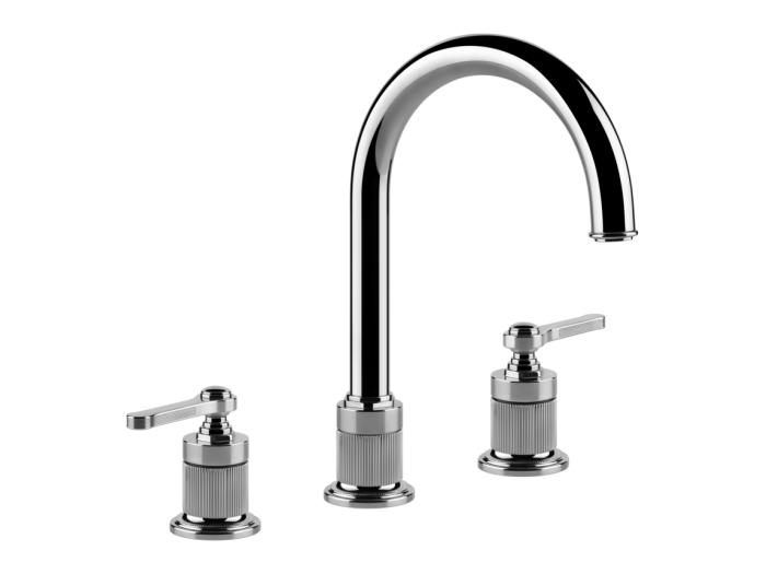 На изображении товар Cмеситель для раковины Gessi Venti20, с зонтичным изливом, донный клапан, цвет Chrome от официального представителя в Москве