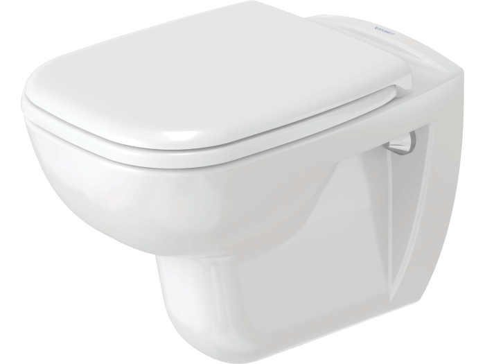 На изображении товар Унитаз подвесной Duravit D-Code, 545 х 355 мм, в комплекте с крышкой, цвет белый от официального представителя в Москве
