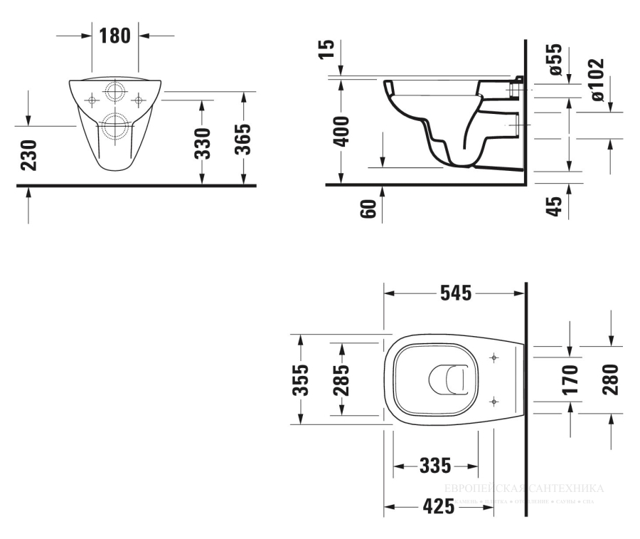 Унитаз подвесной Duravit D-Code, 545 х 355 мм, в комплекте с крышкой, цвет белый - изображение 9