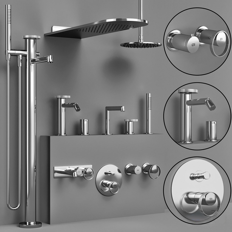 Cмеситель для ванны Gessi Anello, на 4 отверстия, с изливом, ручным душем, девиатором, лейкой, цвет Finox Brushed Nickel - изображение 2