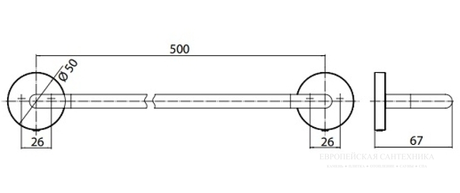 Полотенцедержатель, Emco Round, 500 х 50 мм, хром - изображение 3