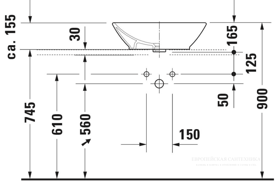 Раковина Duravit Bacino накладная, 550х420 мм, цвет белый - изображение 3