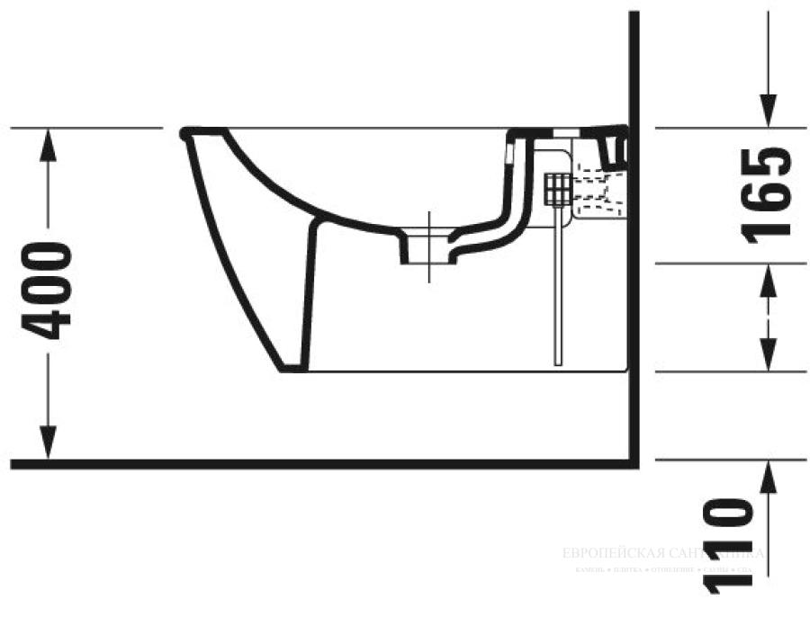 Биде подвесное Duravit Darling New, 365 х 540 мм, цвет белый с покрытием WonderGliss - изображение 5