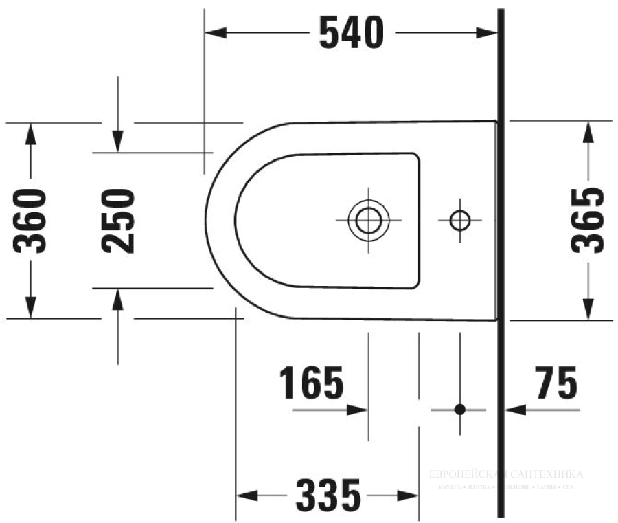 Биде подвесное Duravit Darling New, 365 х 540 мм, цвет белый с покрытием WonderGliss - изображение 3