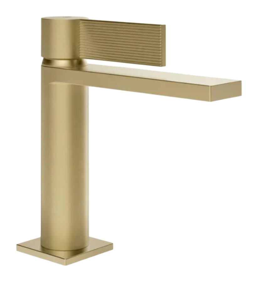 Смеситель для раковины Gessi Inverso, однорычажный, с донным клапаном и соединительными шлангами, Н-178 мм, цвет Brushed Brass PVD