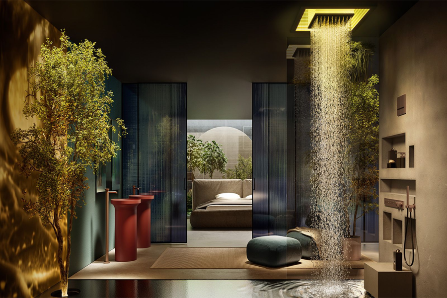 Накладная панель Gessi Sogni, 615x615 мм, для потолочной, многофункциональной душевой системы с хромотерапией, цвет Warm Bronze Br. PVD - изображение 3