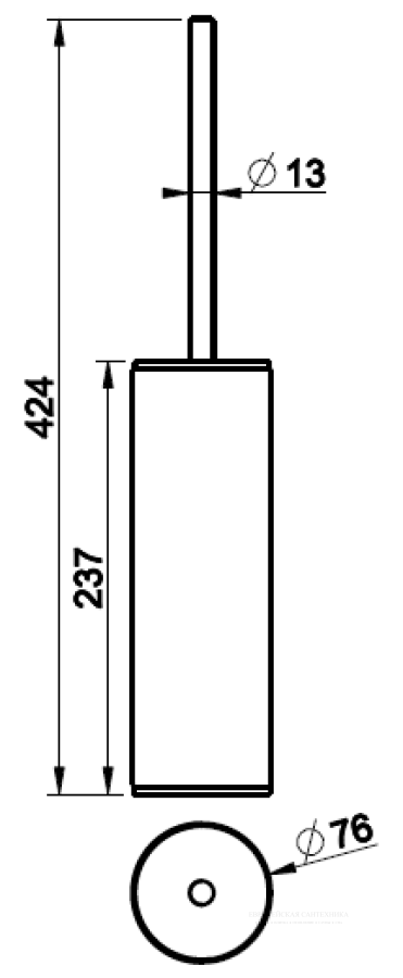 Ёршик Gessi 316, напольный, h424 мм, цвет White/Black Metal Brushed PVD - изображение 2