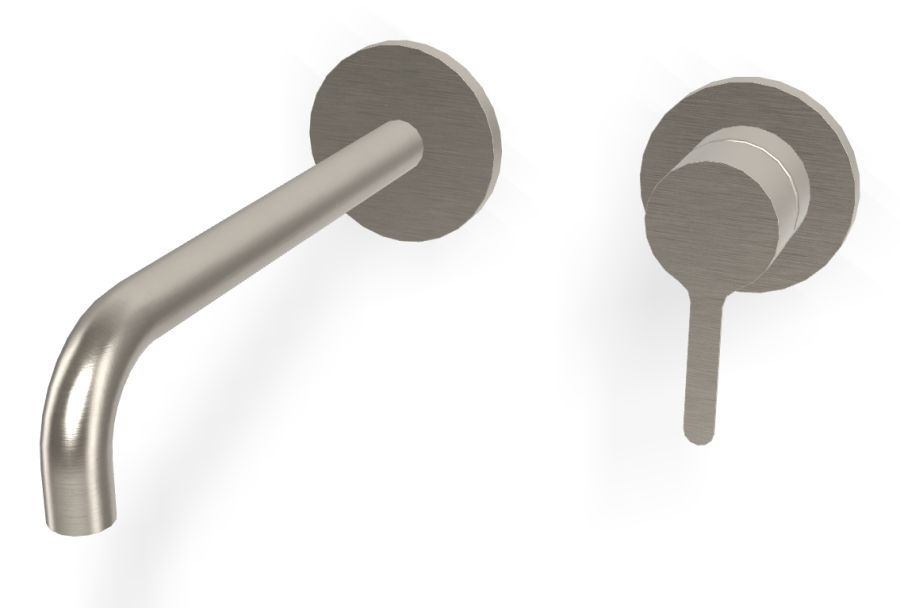 Смеситель для раковины Carlo Frattini Snap, настенный, однорычажный, с донным клапаном Click-Clack, излив 200 мм, внешняя часть, цвет никель брашированный