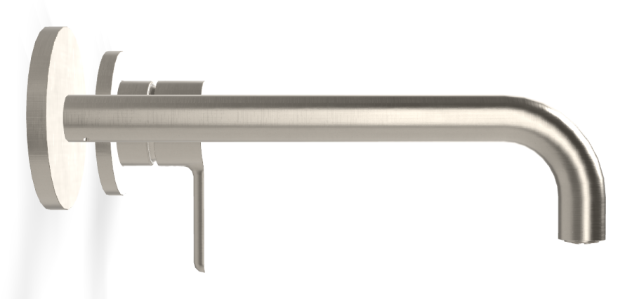 Смеситель для раковины Carlo Frattini Snap, настенный, однорычажный, с донным клапаном Click-Clack, излив 200 мм, внешняя часть, цвет никель брашированный - изображение 2