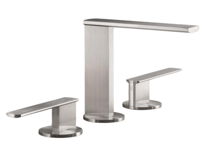 На изображении товар Смеситель для раковины CEA Design Ayla, двухрычажный, аэратор, цвет нержавеющая сталь от официального представителя в Москве