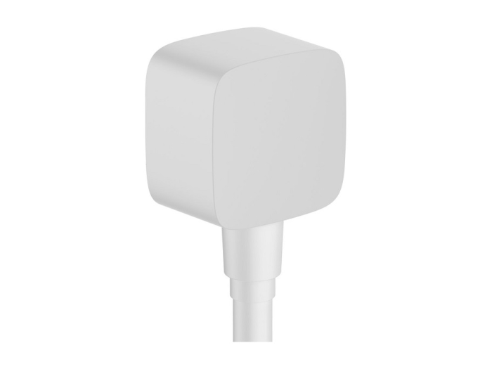 На изображении товар Шланговое подсоединение Hansgrohe FixFit 26457700  1/2", с клапаном обратного тока, цвет белый матовый от официального представителя в Москве