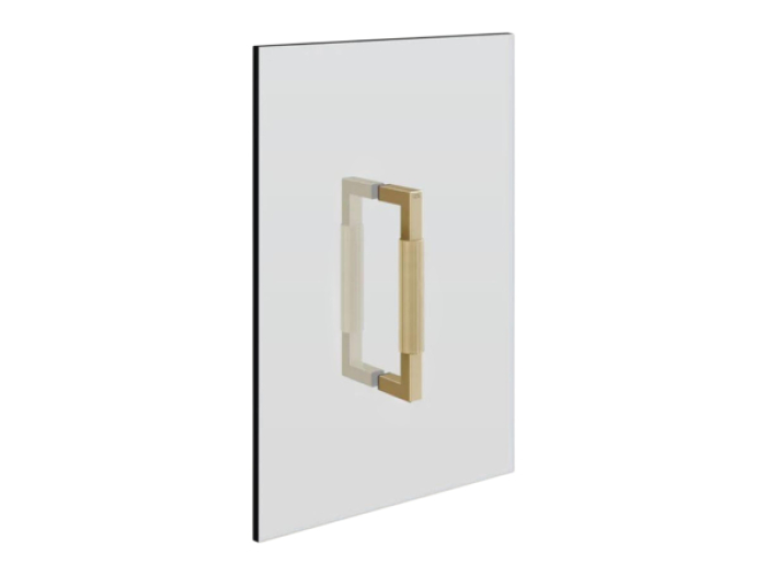 На изображении товар Ручка для душевой двери Gessi Rigato, двухсторонняя, вертикальная/горизонтальная установка, Н-216 мм, цвет Brushed Brass PVD от официального представителя в Москве