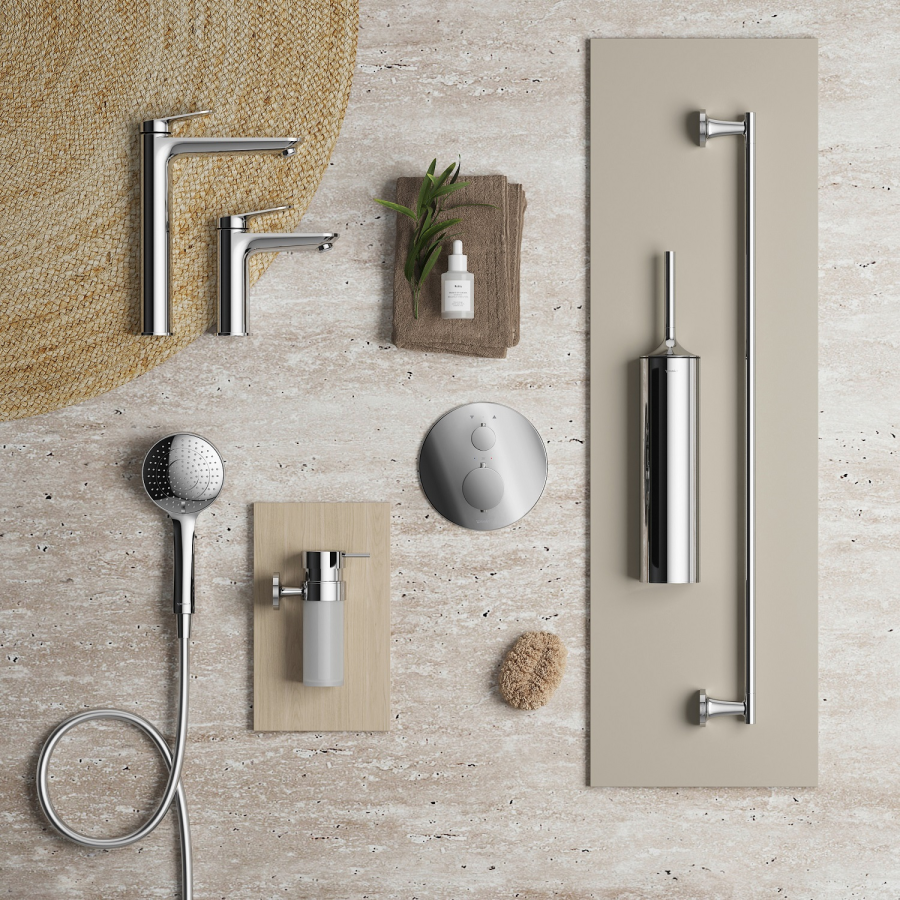 Термостат Duravit Thermostatic, на 2 потребителя, круглая накладка Ø 170 мм, внешняя часть, латунь, цвет хром - изображение 4