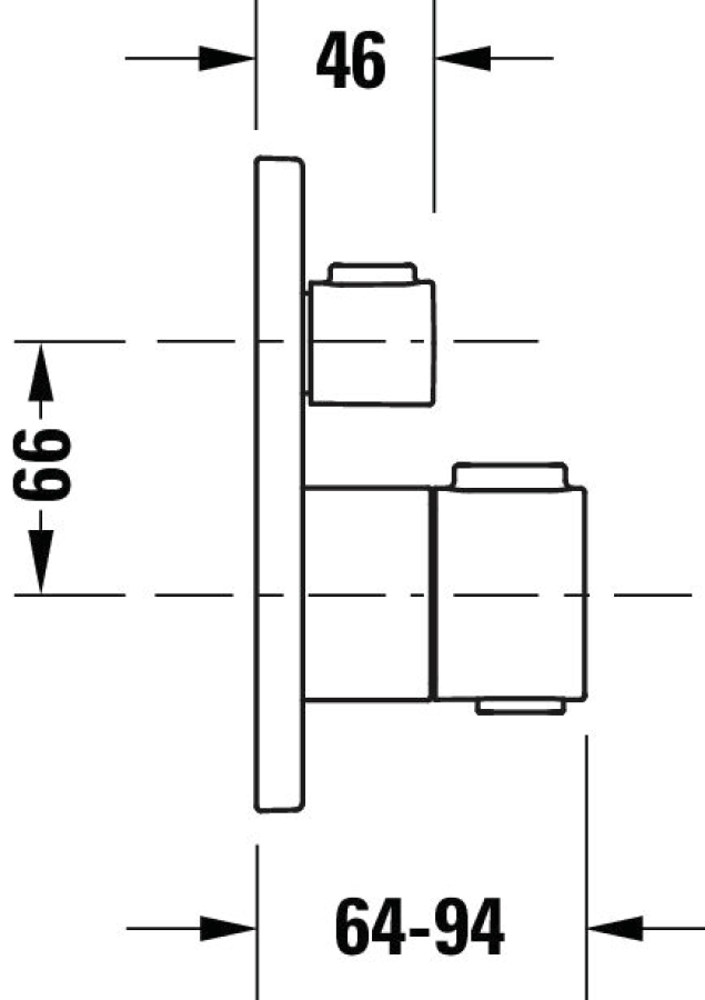Термостат Duravit Thermostatic, на 2 потребителя, круглая накладка Ø 170 мм, внешняя часть, латунь, цвет хром - изображение 6