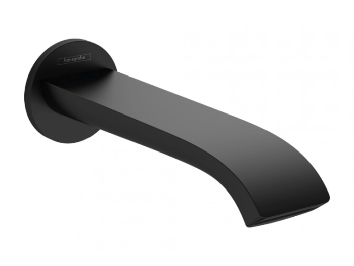 На изображении товар Излив для ванны Hansgrohe Vivenis, с накладкой, выступ 202 мм, цвет черный матовый от официального представителя в Москве