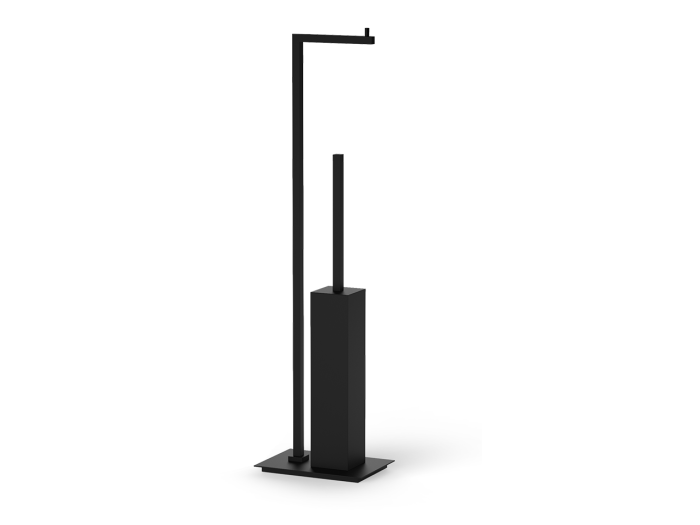 На изображении товар Гарнитур для санузла Decor Wаlther Corner CO SBK металлическая стойка, напольная, h-76х14х17 см., ёршик с колбой, бумагодержатель, цвет чёрный матовый от официального представителя в Москве