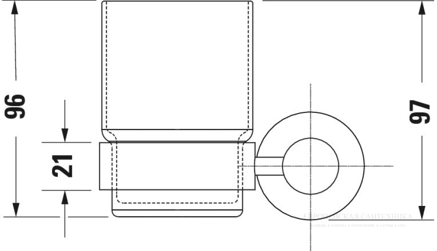 Держатель стакана Duravit D-Code настенный, стакан слева, латунь, цвет хром - изображение 5