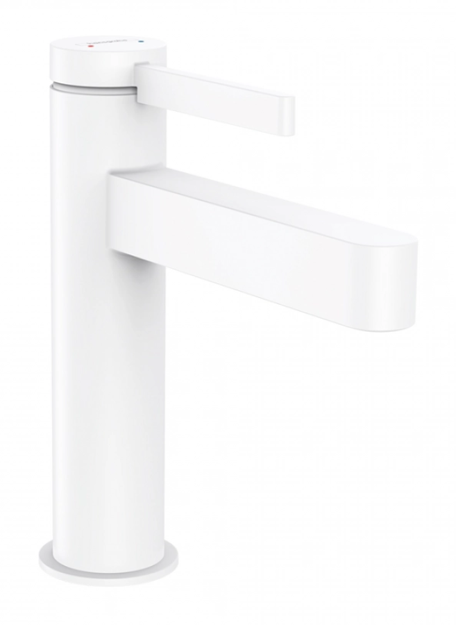 Смеситель для раковины Hansgrohe Finoris, однорычажный, со сливным клапаном Push‑Open, цвет матовый белый