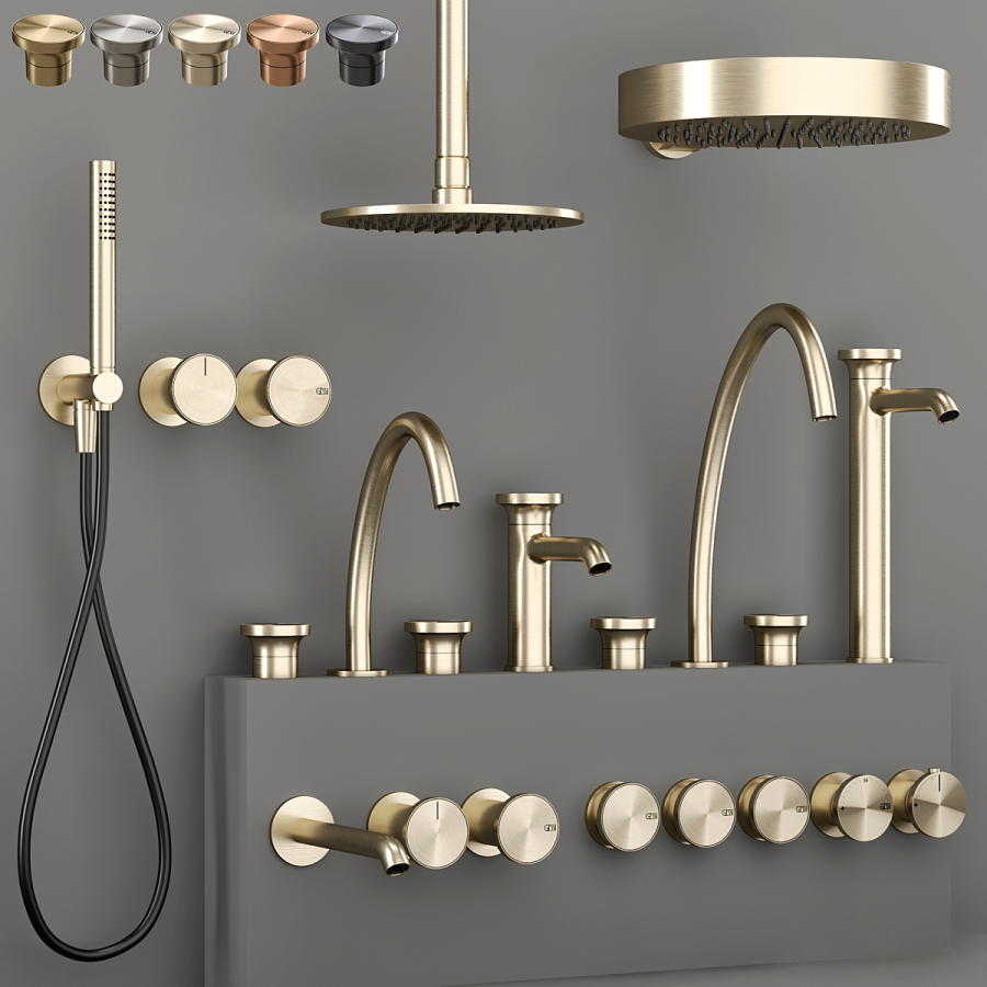 Термостат Gessi Origini, настенный, на 2 выхода, цвет Brushed Brass PVD - изображение 2