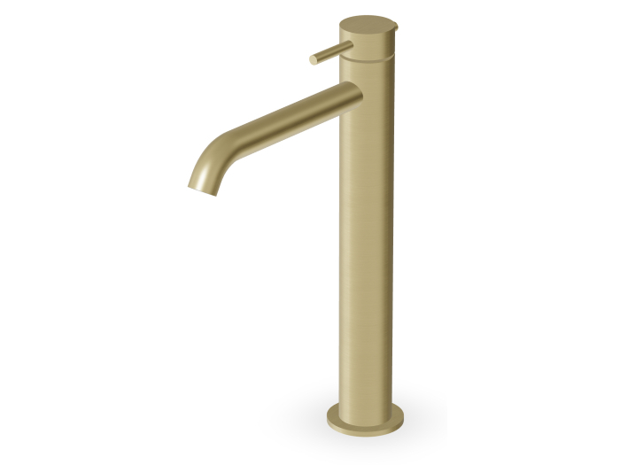 На изображении товар Смеситель для раковины Zucchetti Helm, однорычажный, высокий H. 300 мм, цвет Brushed British Gold PVD от официального представителя в Москве
