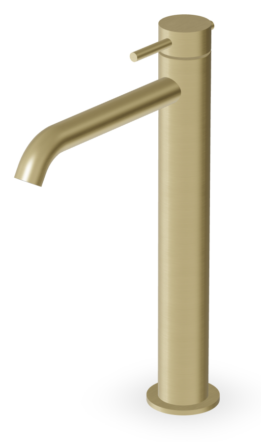 Смеситель для раковины Zucchetti Helm, однорычажный, высокий H. 300 мм, цвет Brushed British Gold PVD