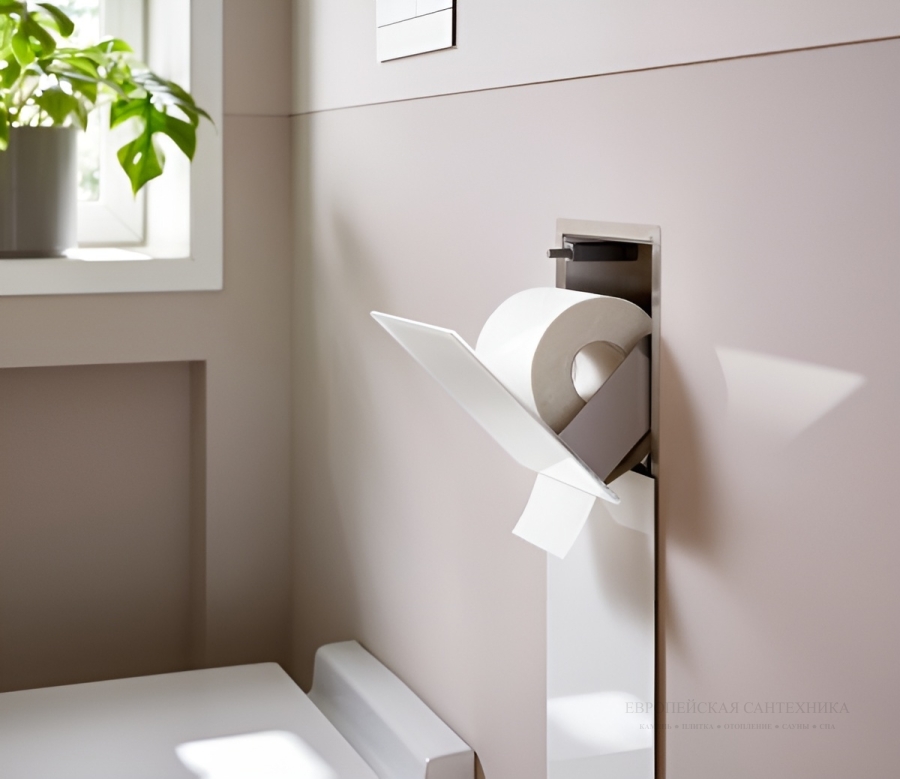 Модуль WC Emco Asis Pure, встраиваемый, с отделением для туалетной бумаги и ёршиком, 1 дверь, петли справа, фасад стекло, цвет чёрный матовый - изображение 1
