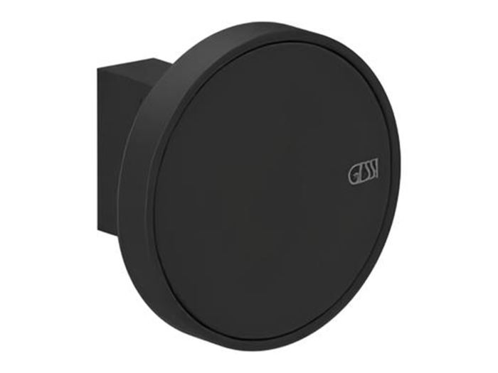 На изображении товар Крючок Gessi Origini, настенный, ø67х50 мм, с отделочной вставкой, цвет Matte Black от официального представителя в Москве